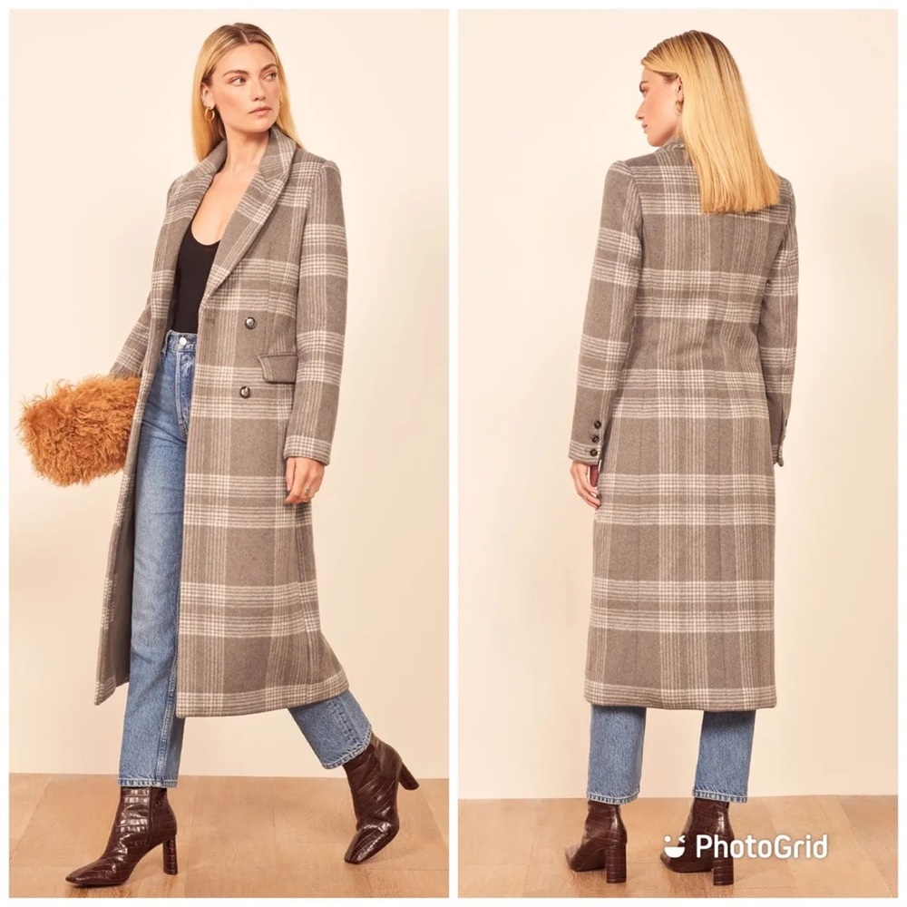 REFORMATION COAT -*BRAND NEW* brown, neutral, plaid sophisticated wool coat